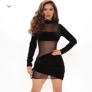 Black mini dress from FashionNova